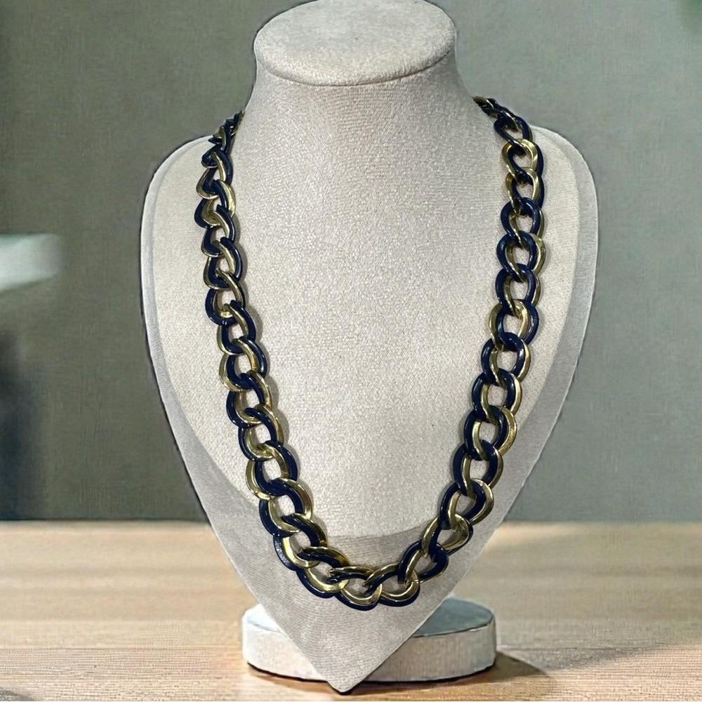 Vintage Gold Tone and Blue Chain Necklace